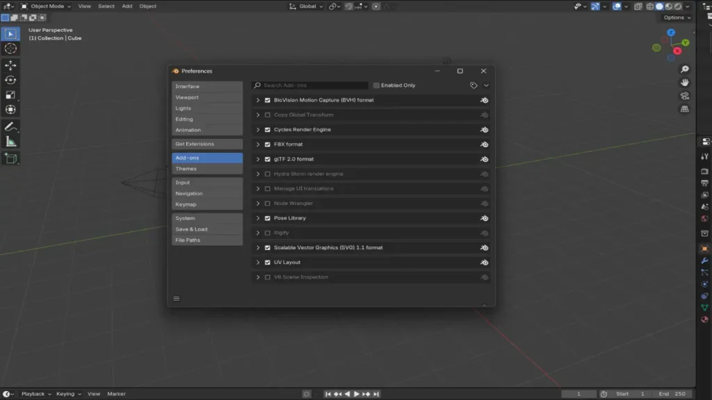 Ajustes Blender