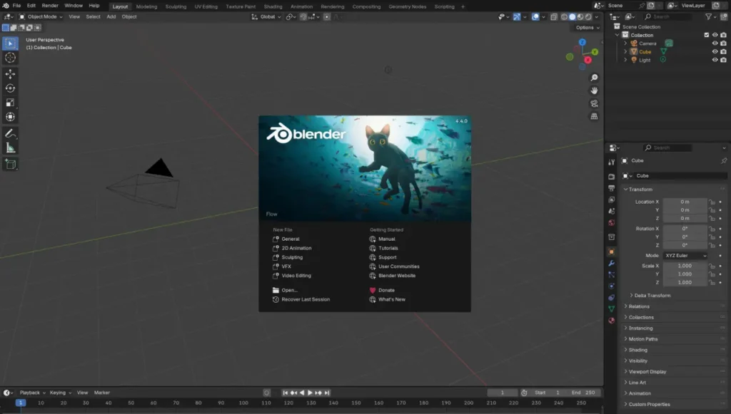 Interfaz de Blender