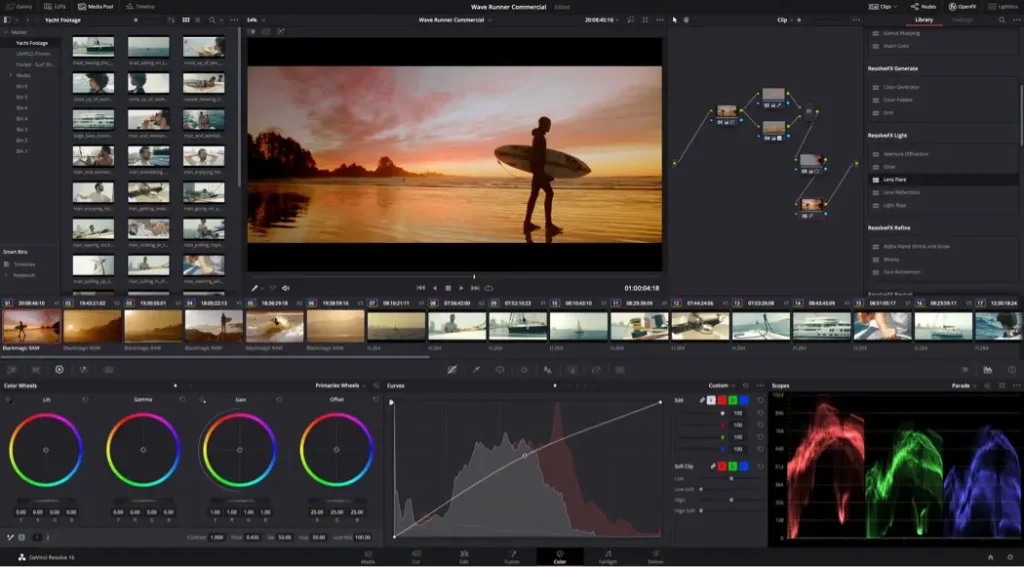 Interfaz Davinci Resolve